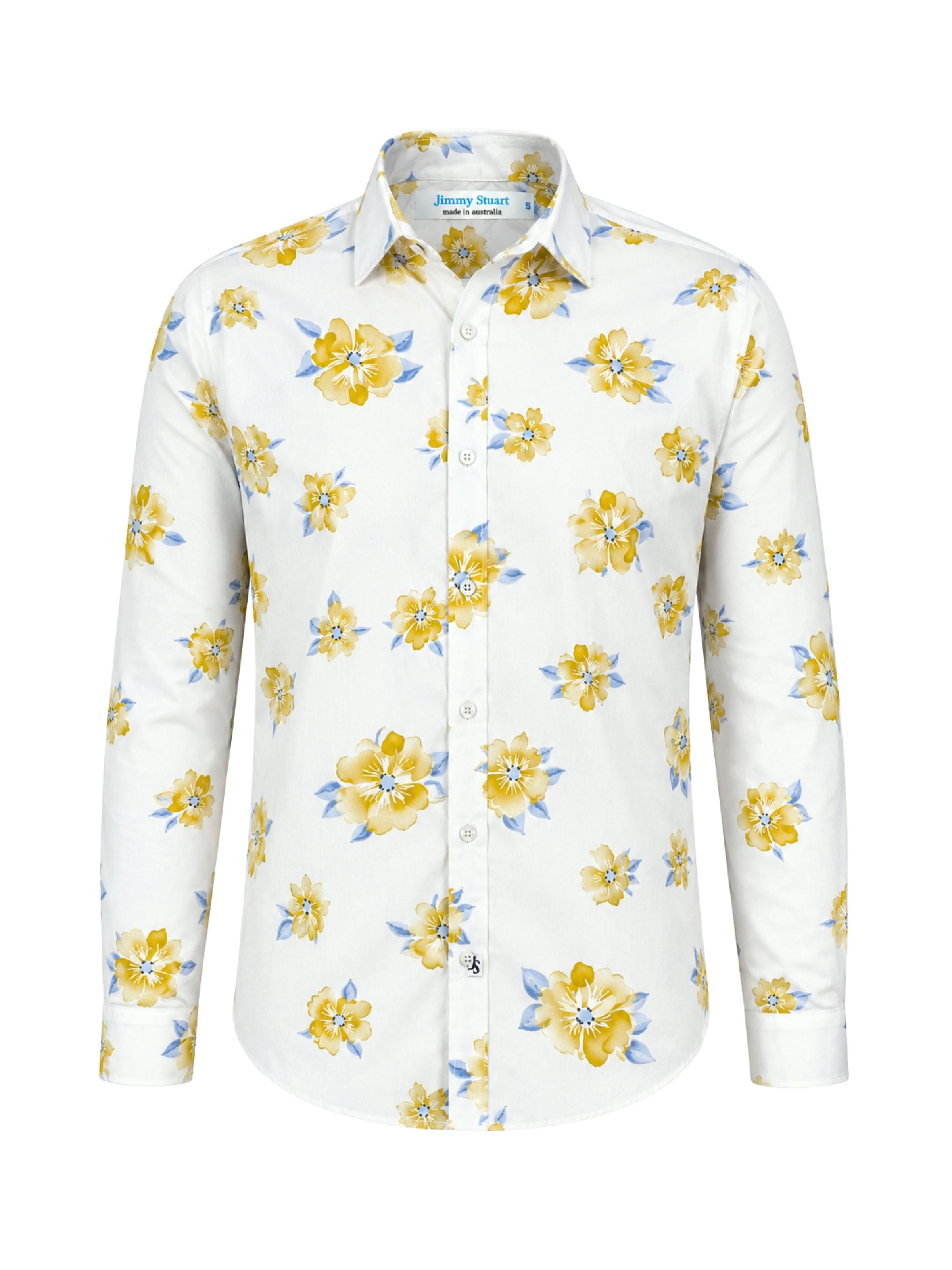 Jones Floral Cotton L/S Big Mens Shirt - Yellow