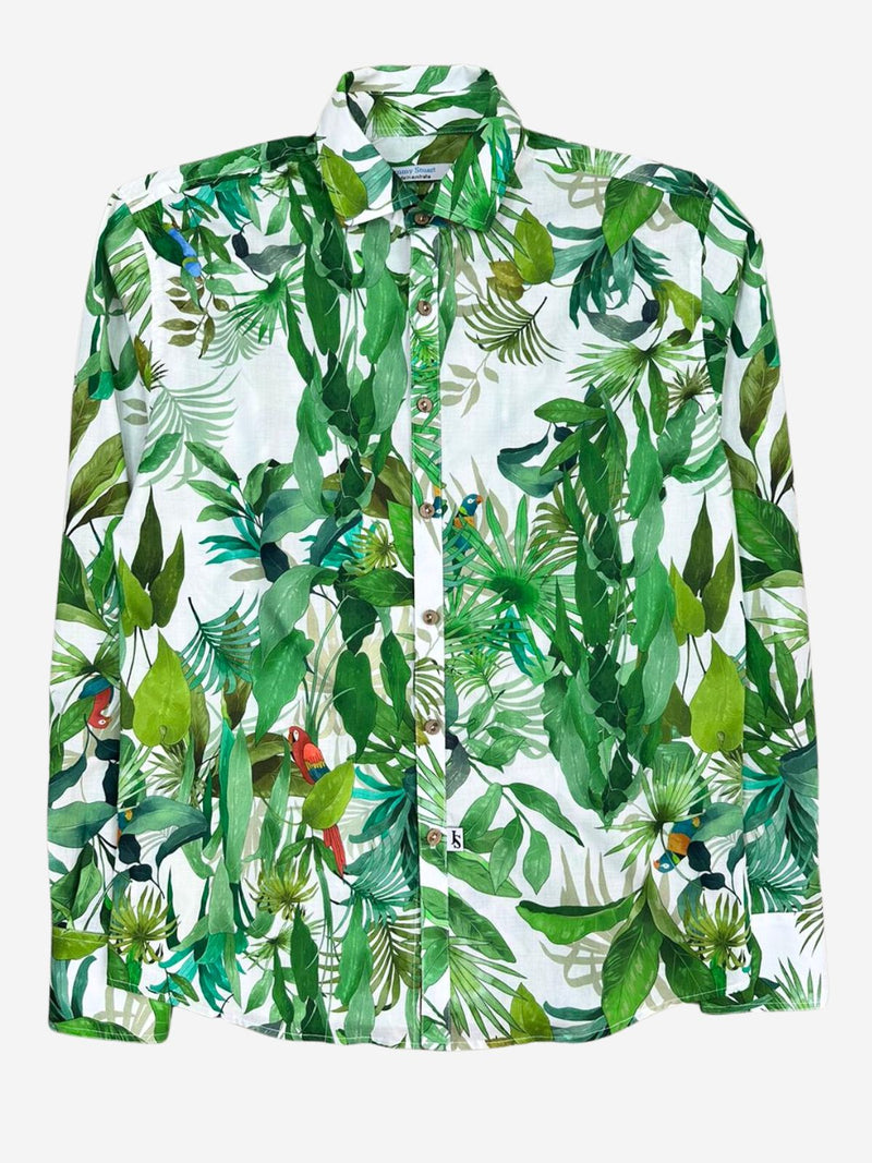 Kayapo Abstract Cotton L/S Big Mens Shirt – Green