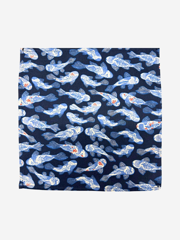 Koi Cotton Pocket Square - Blue