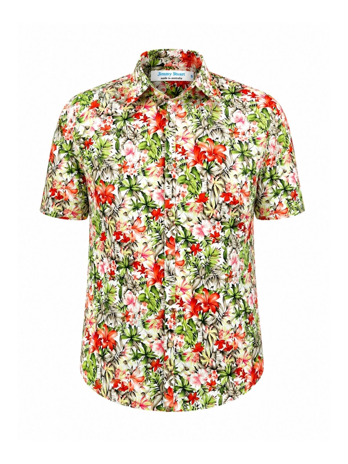 Kokomo Floral Cotton S/S Shirt - Orange/Green