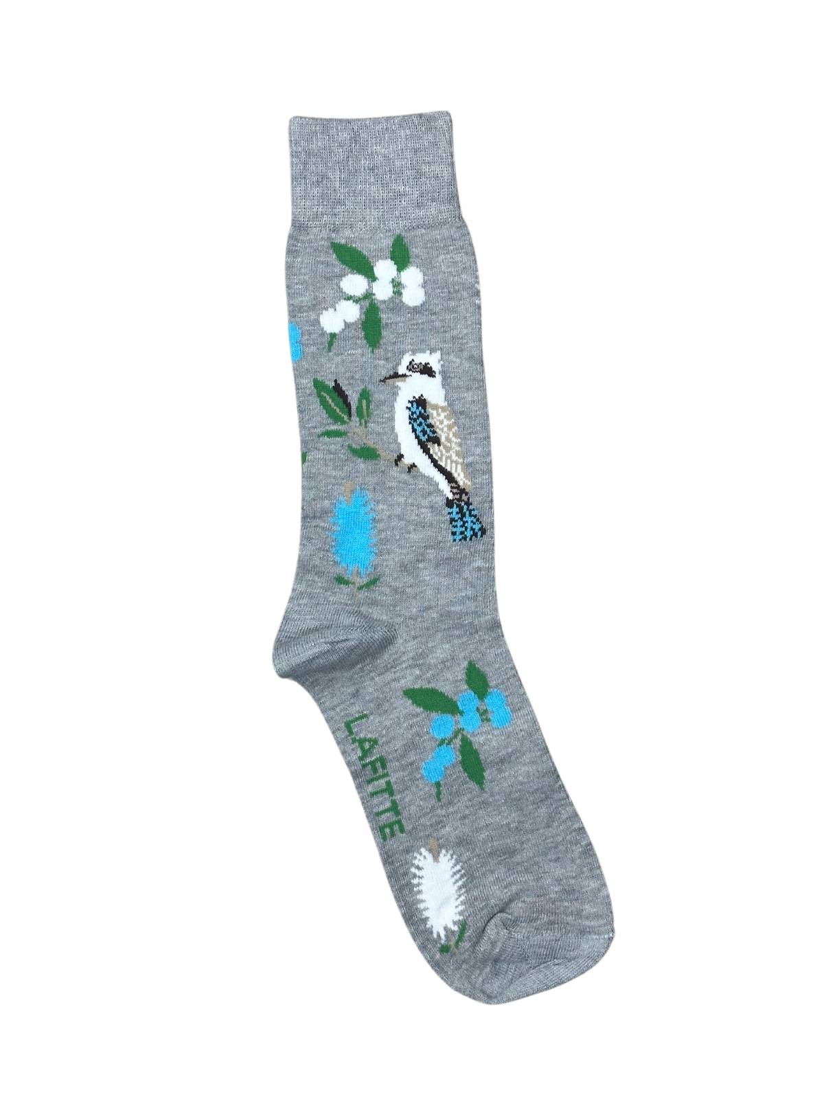 Grey Kookaburra Unisex Socks