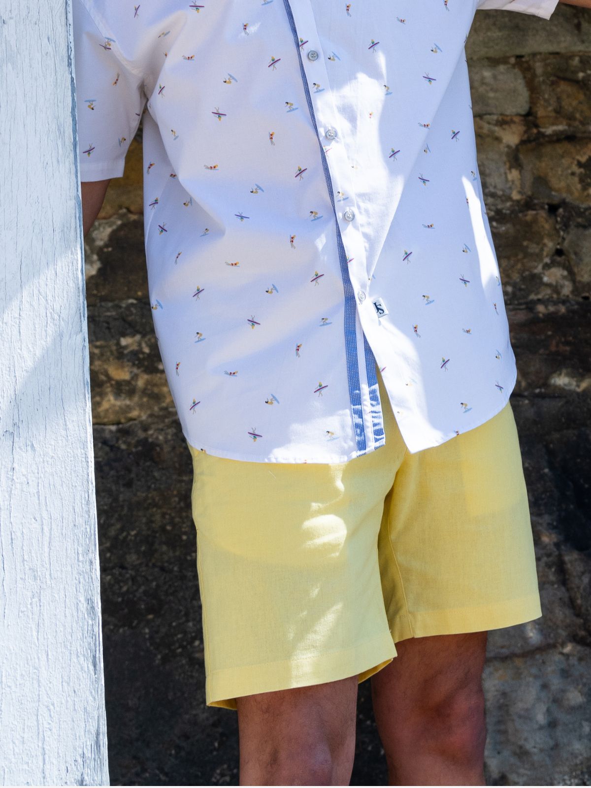 Bahamas Cotton/Linen Short - Lemon