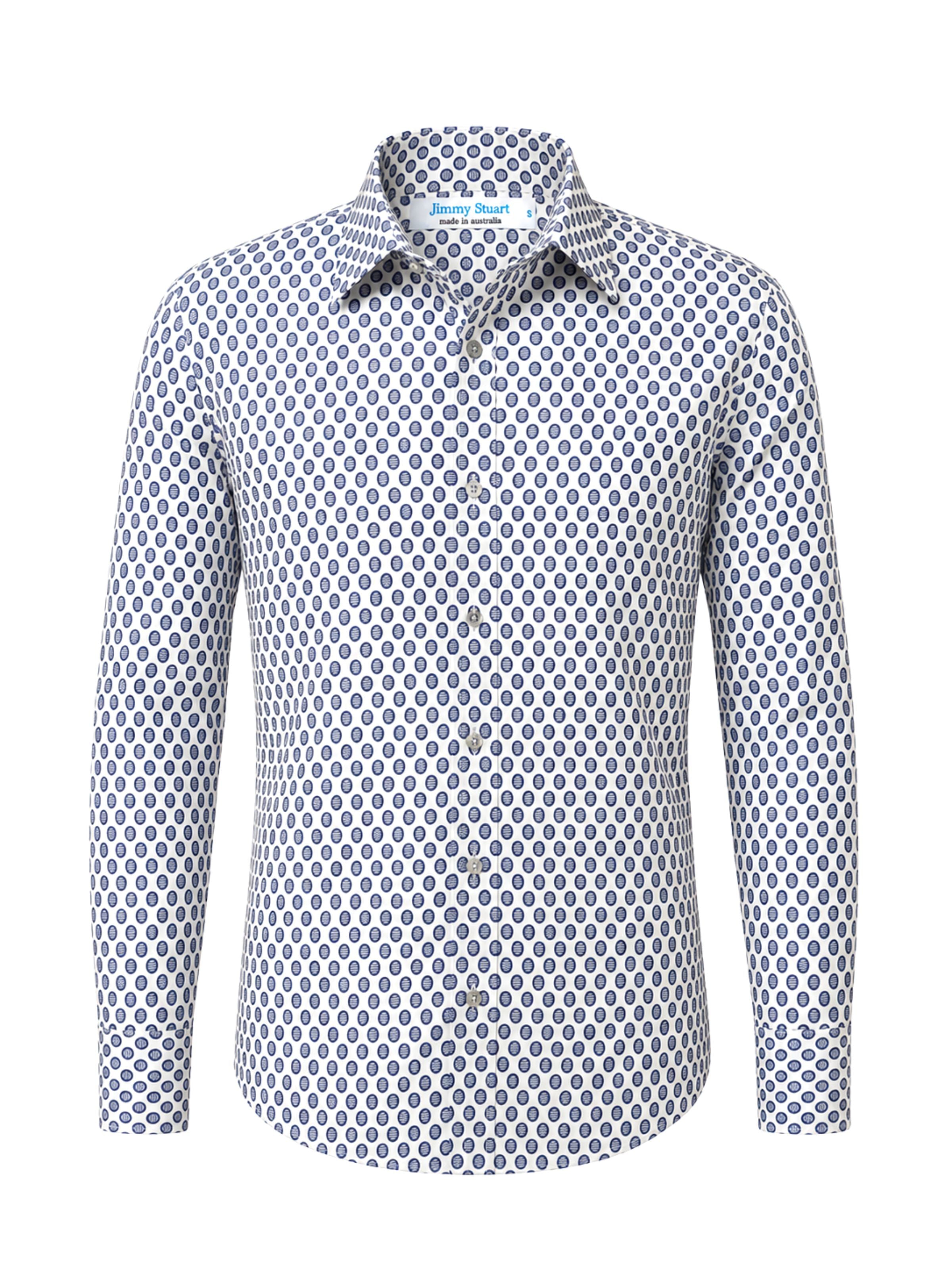Lennox Liberty Cotton L/S Shirt - White/Navy