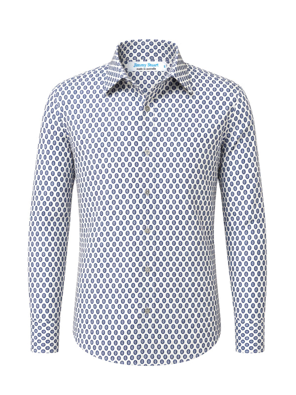 Lennox Liberty Cotton L/S Shirt - White/Navy