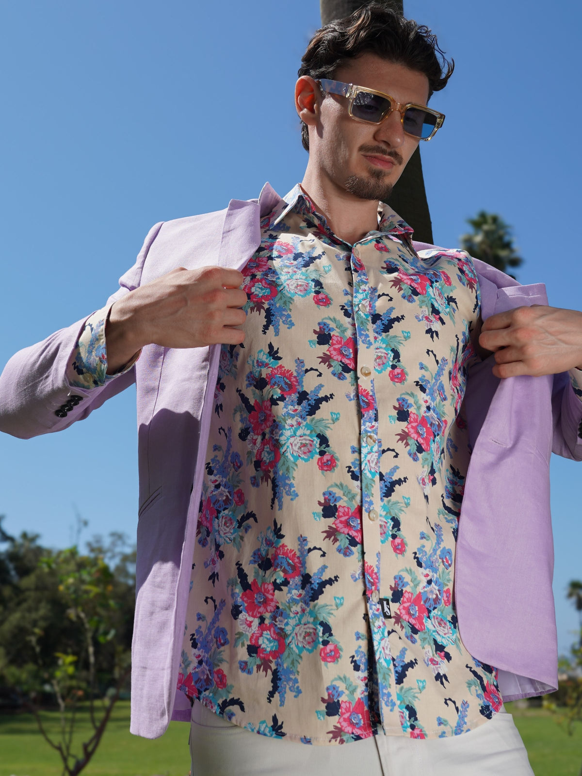 Maddie Floral Cotton L/S Shirt - Peach