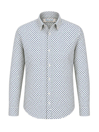 Little Fin Liberty Cotton L/S Shirt - White/Blue