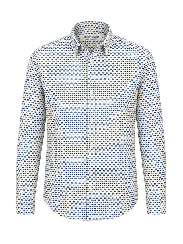 Little Fin Liberty Cotton L/S Shirt - White/Blue