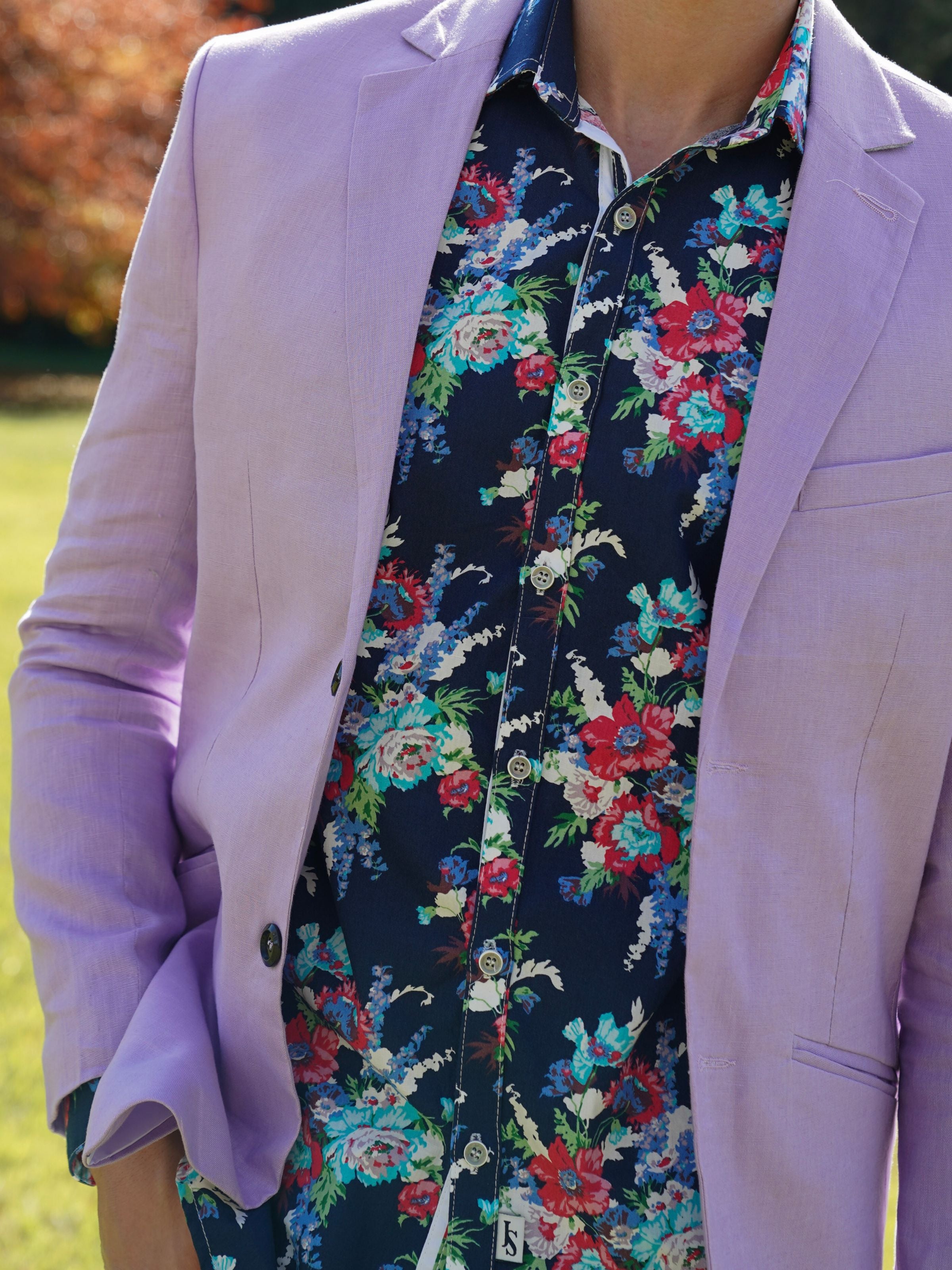 Maddie Floral Cotton L/S Shirt - Navy