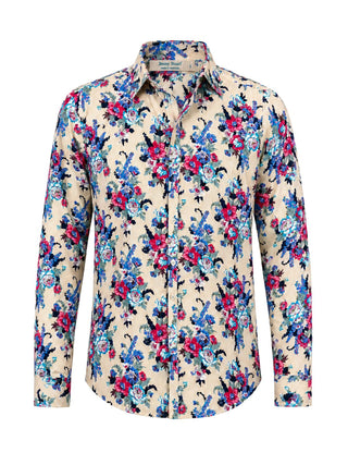 Maddie Floral Cotton L/S Shirt - Peach