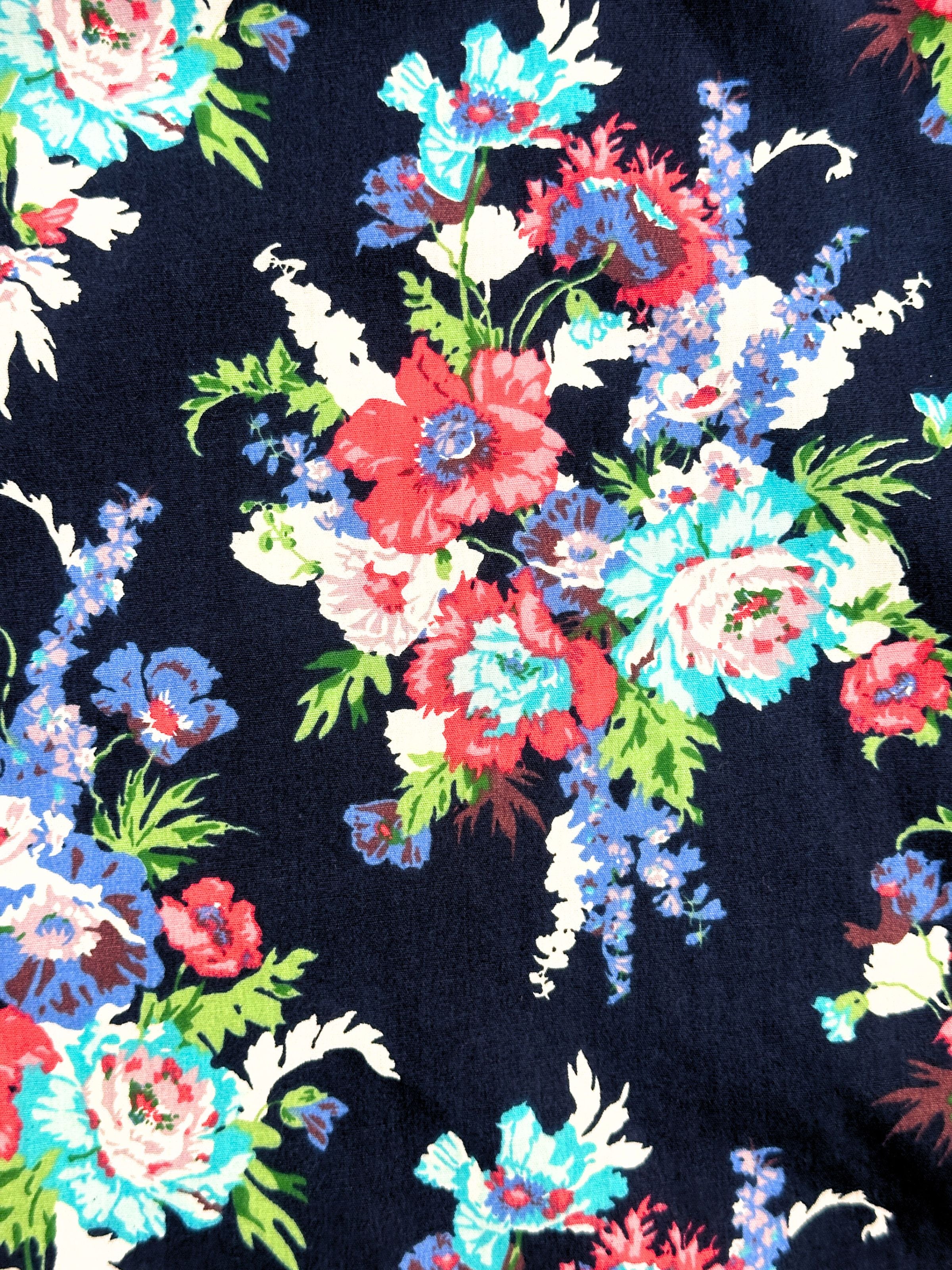 Maddie Floral Cotton L/S Big Mens Shirt - Navy