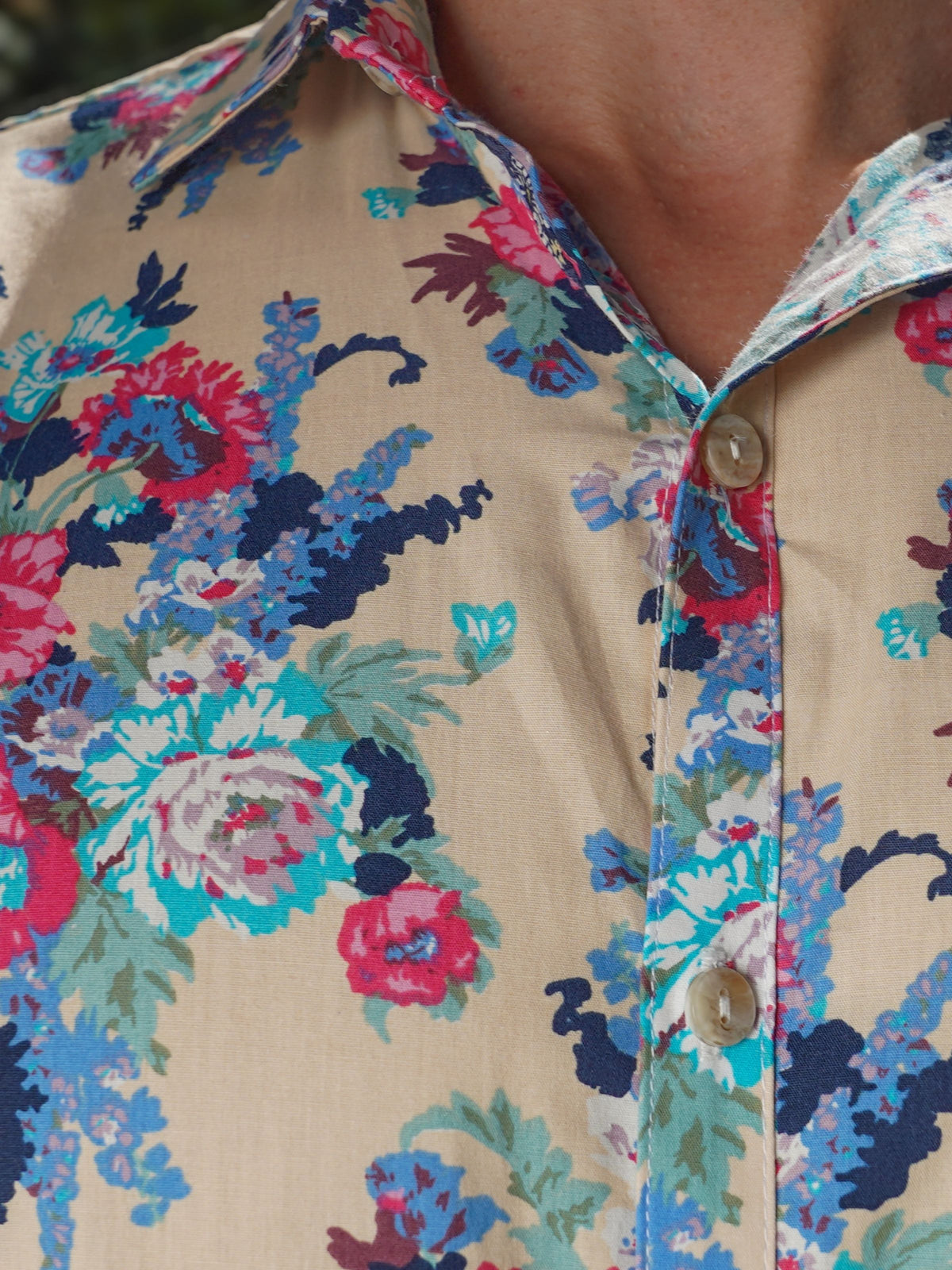 Maddie Floral Cotton L/S Shirt - Peach