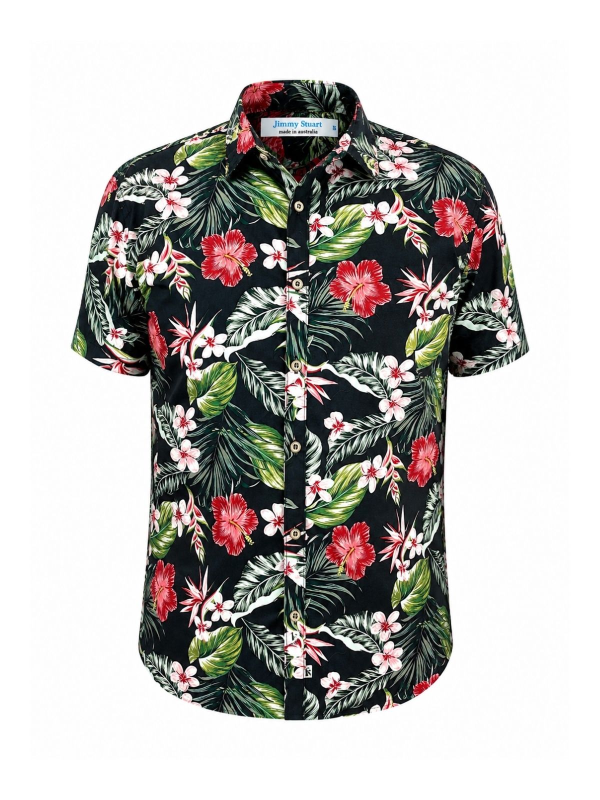Mahalo Hawaiian Cotton S/S Shirt - Navy/Red