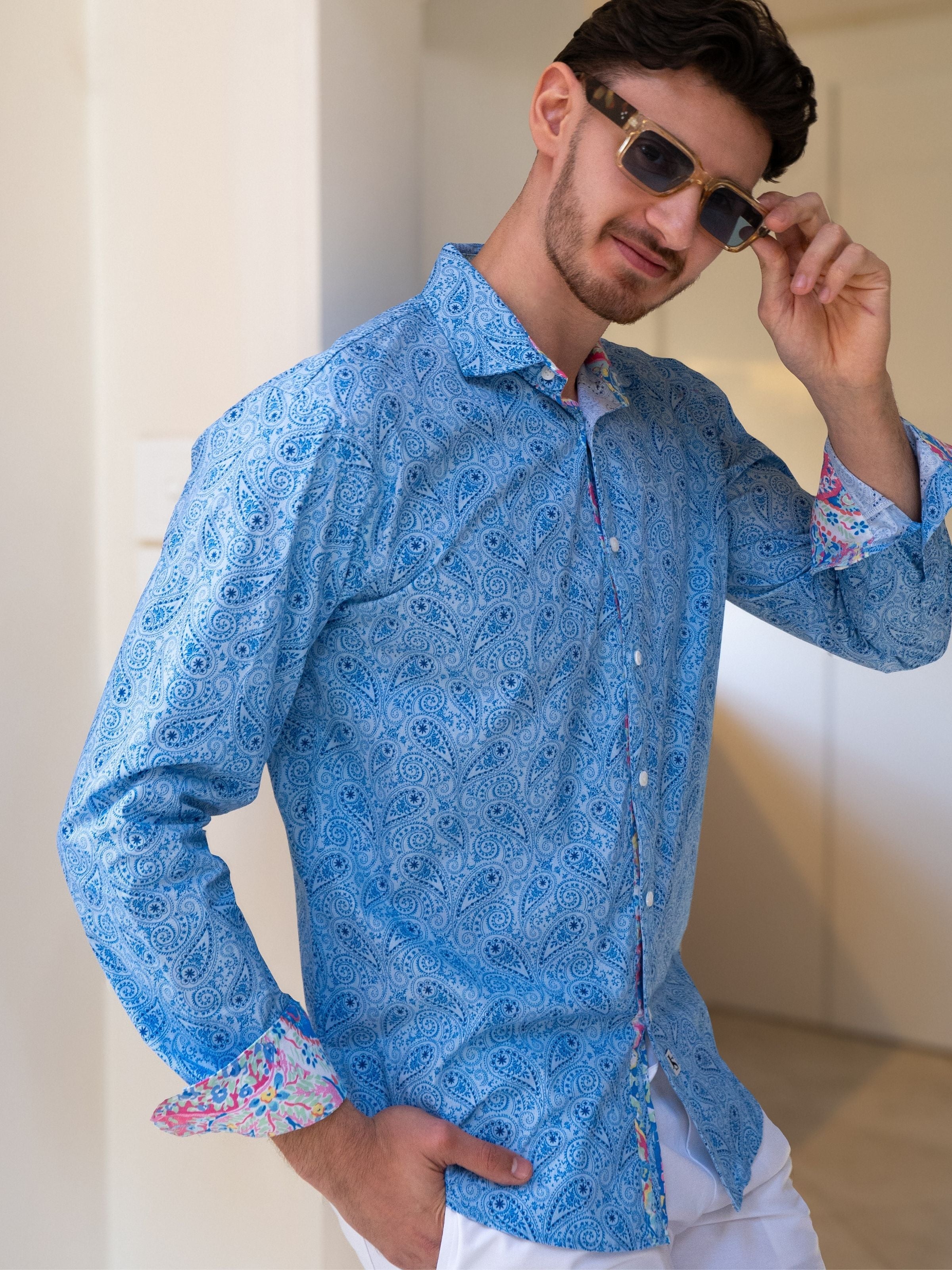 Maine Paisley L/S Shirt - Blue