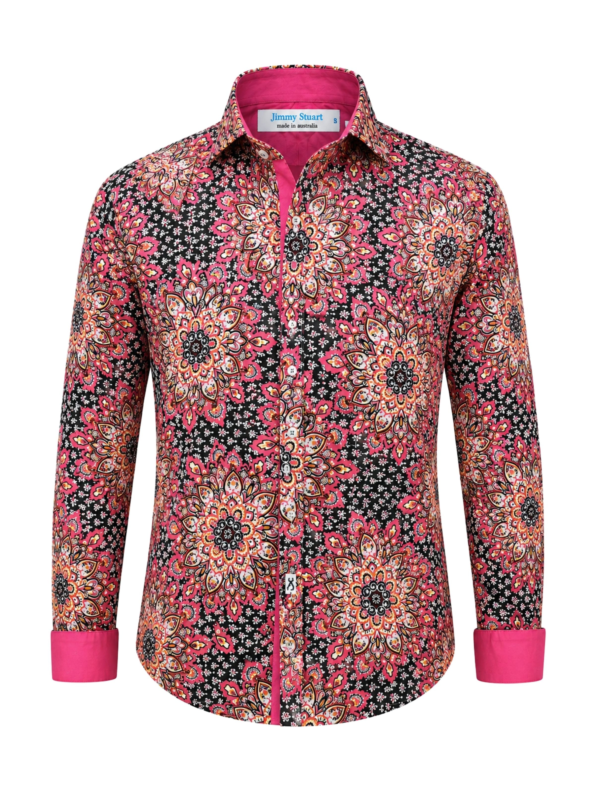 Mandala Abstract Cotton L/S Shirt - Pink