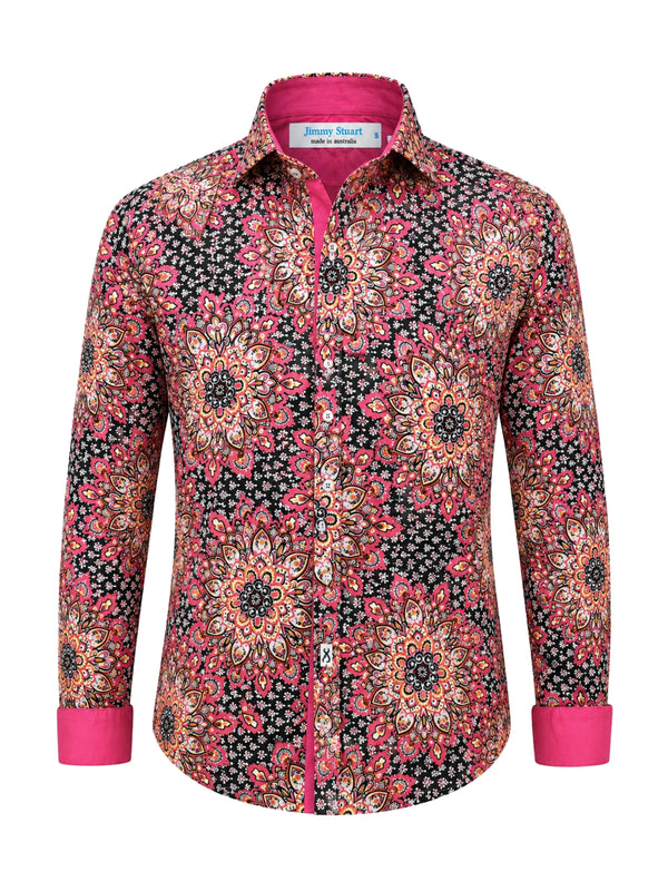 Mandala Abstract Cotton L/S Shirt - Pink