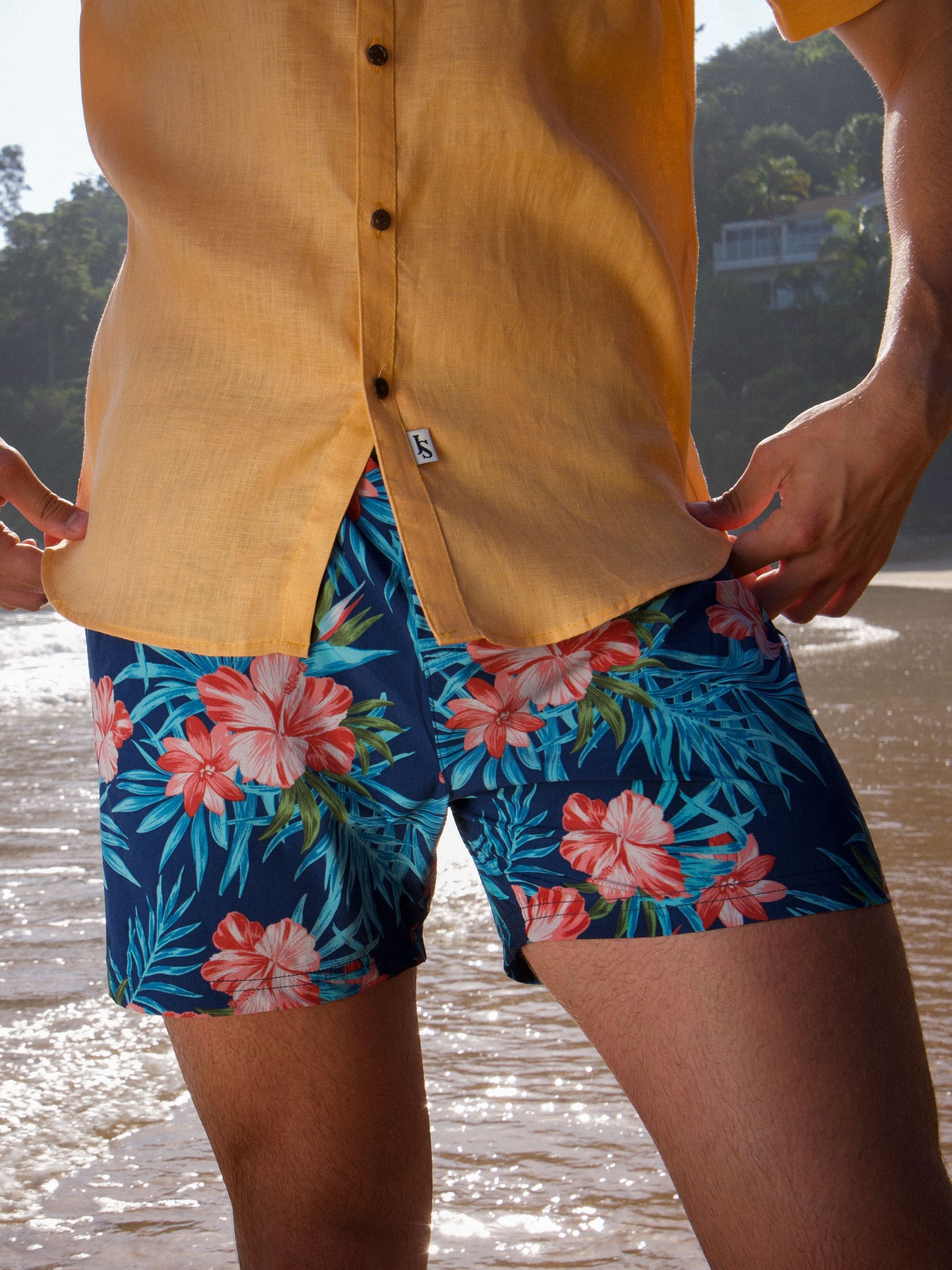 Men's Hibiscus Swim Shorts Australia - Quick-Dry Fabric | Jimmy Stuart