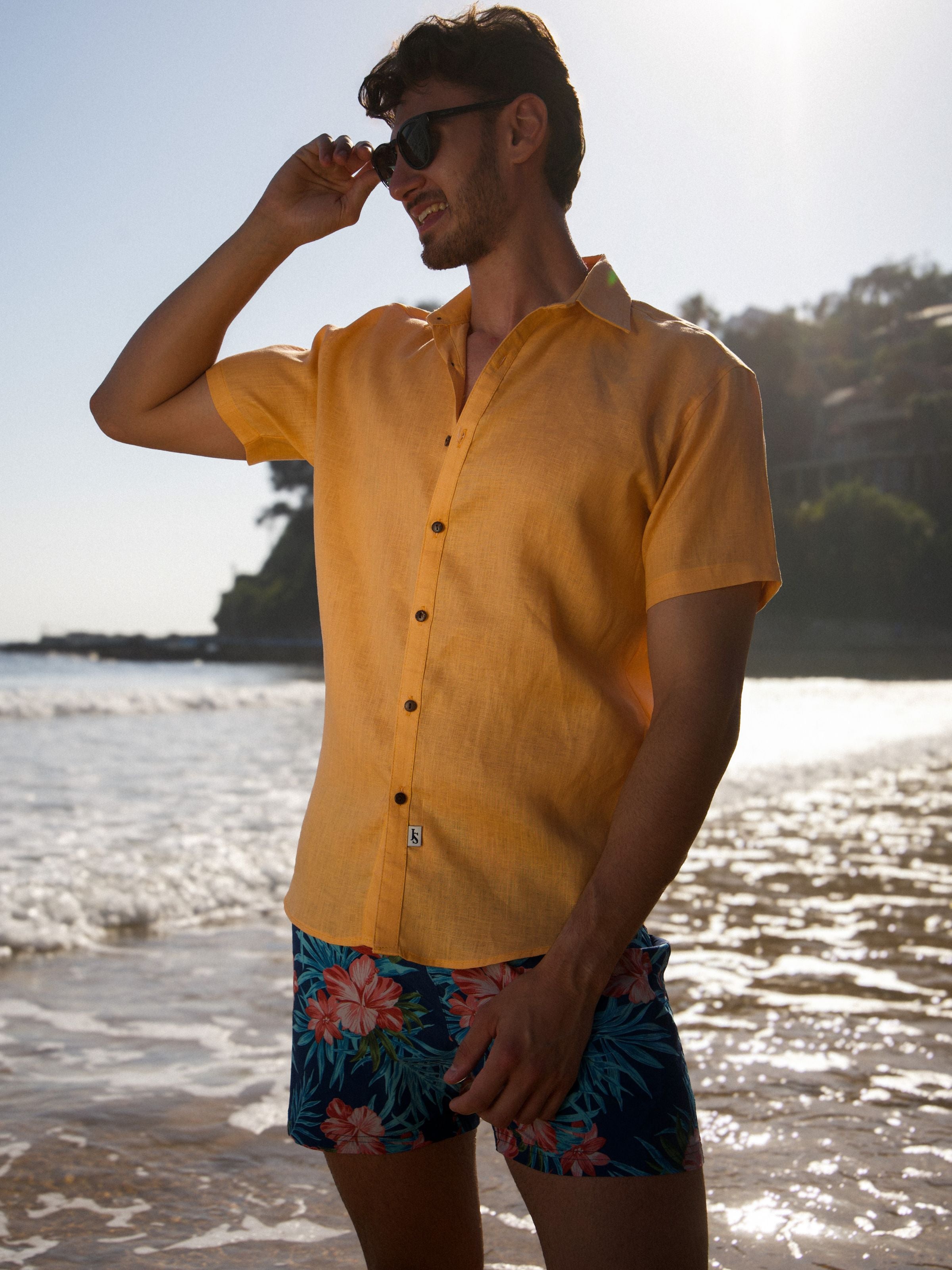 Byron Bay Mandarin Linen S/S Shirt