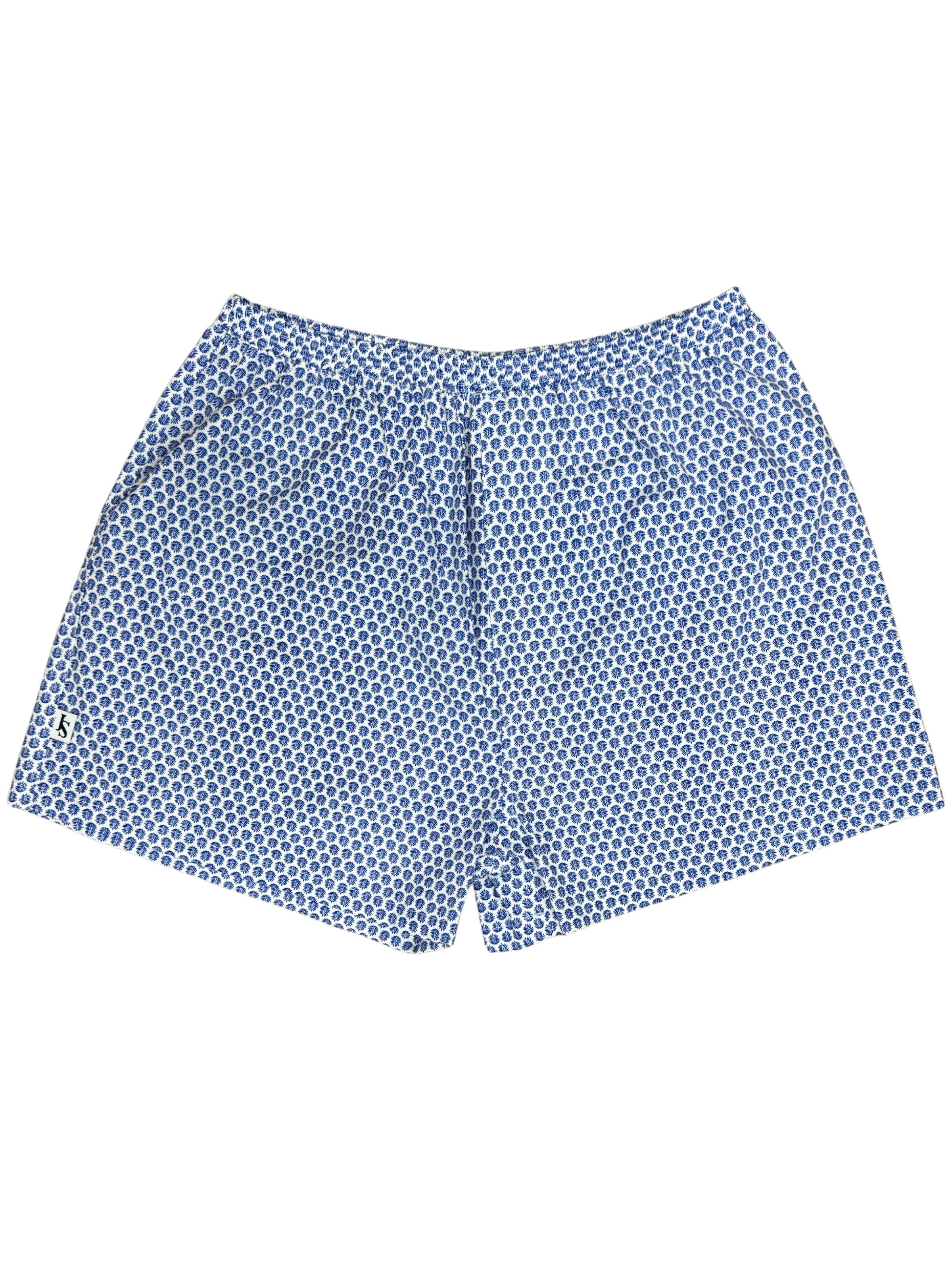 Maple Floral Cotton Boxer Short - Blue