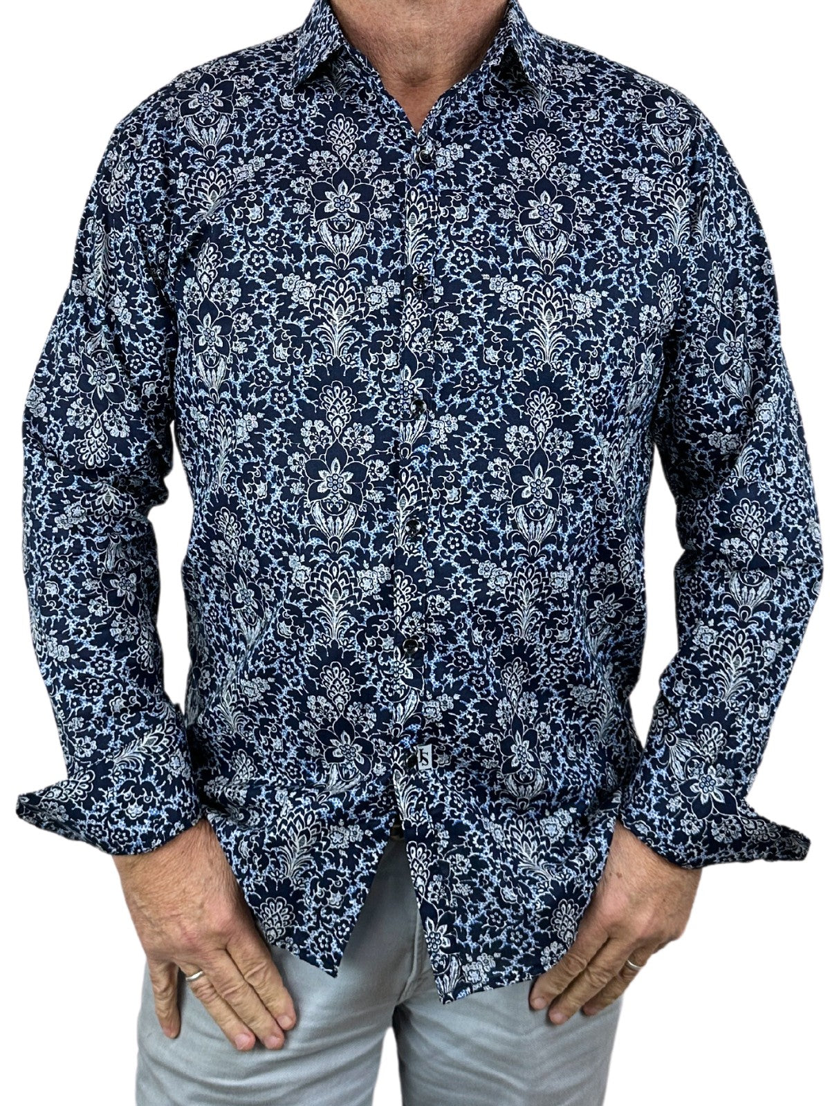 Marrakesh Paisley Cotton L/S Shirt - Navy