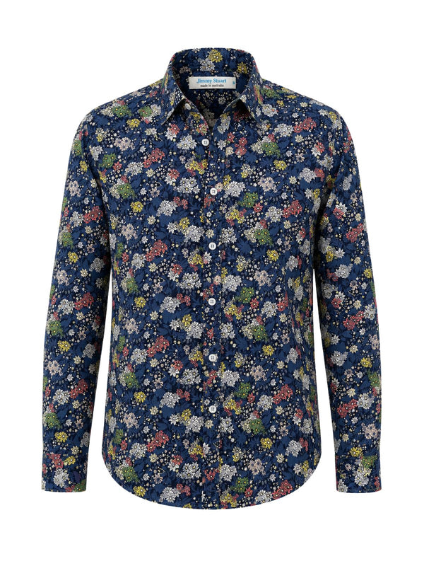 Meadow Floral Cotton L/S Shirt - Navy/Multi