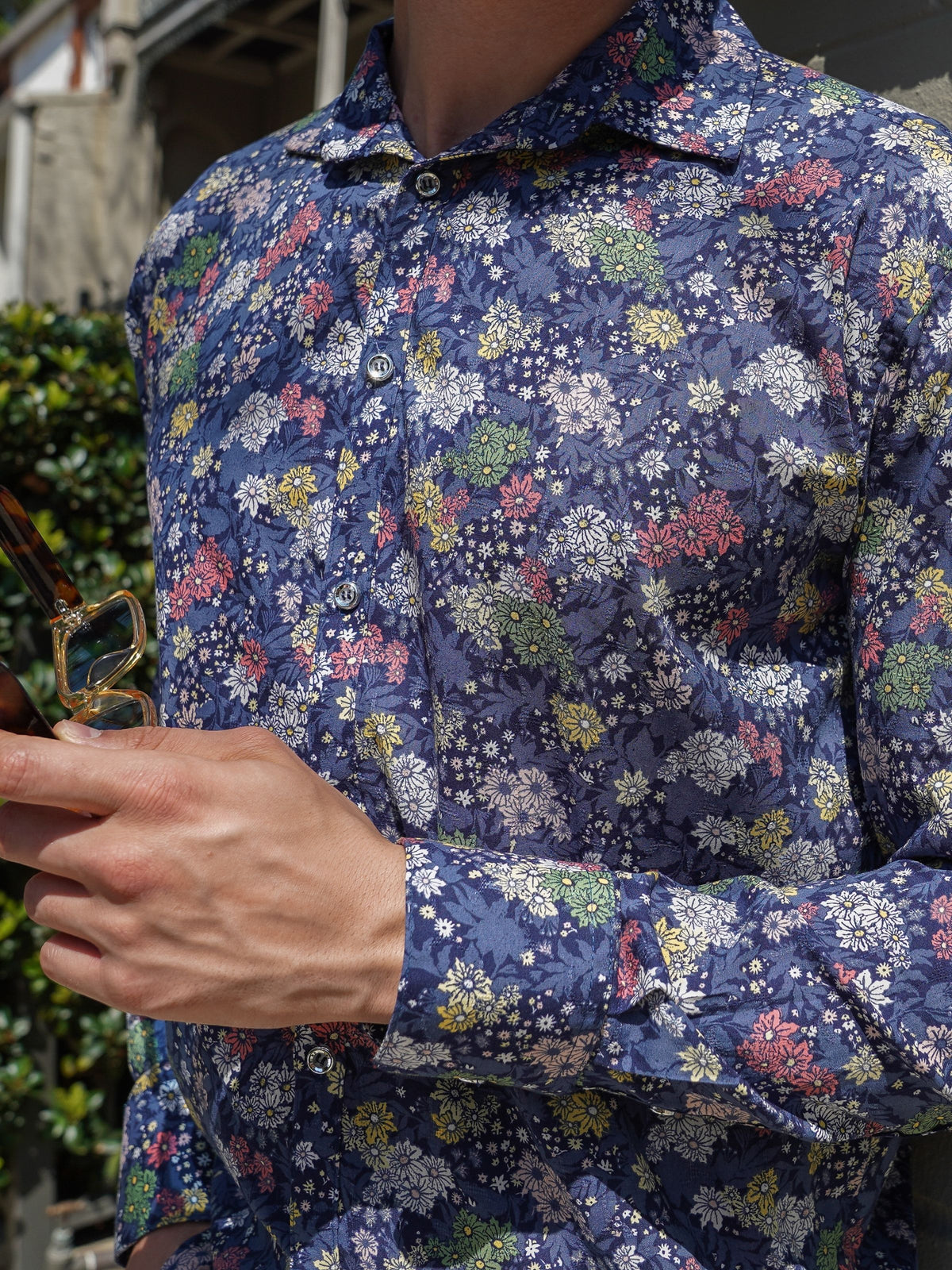 Meadow Floral Cotton L/S Shirt - Navy/Multi
