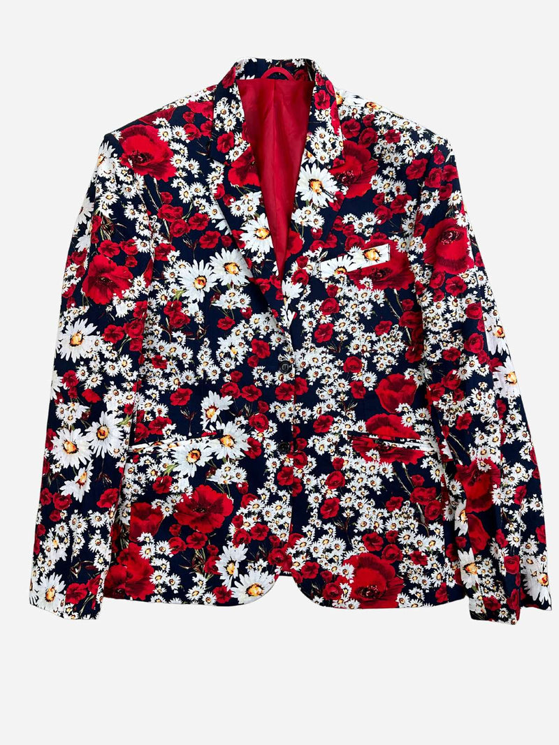 Menage Floral Jacket - Red/Navy