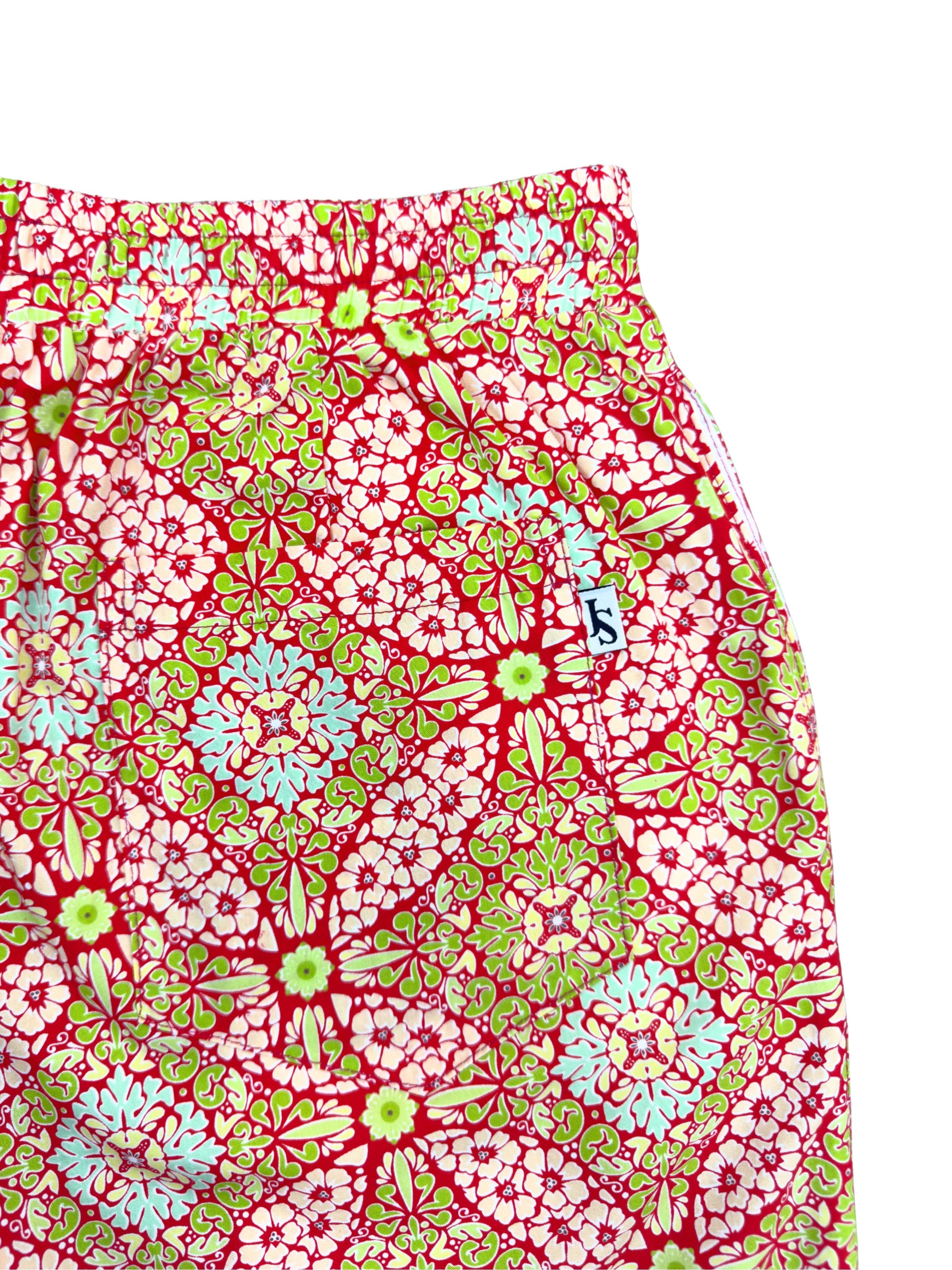 Mexico Geometric Cotton Short - Red