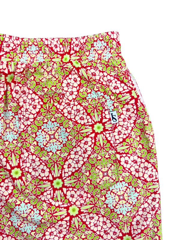 Mexico Geometric Cotton Short - Red