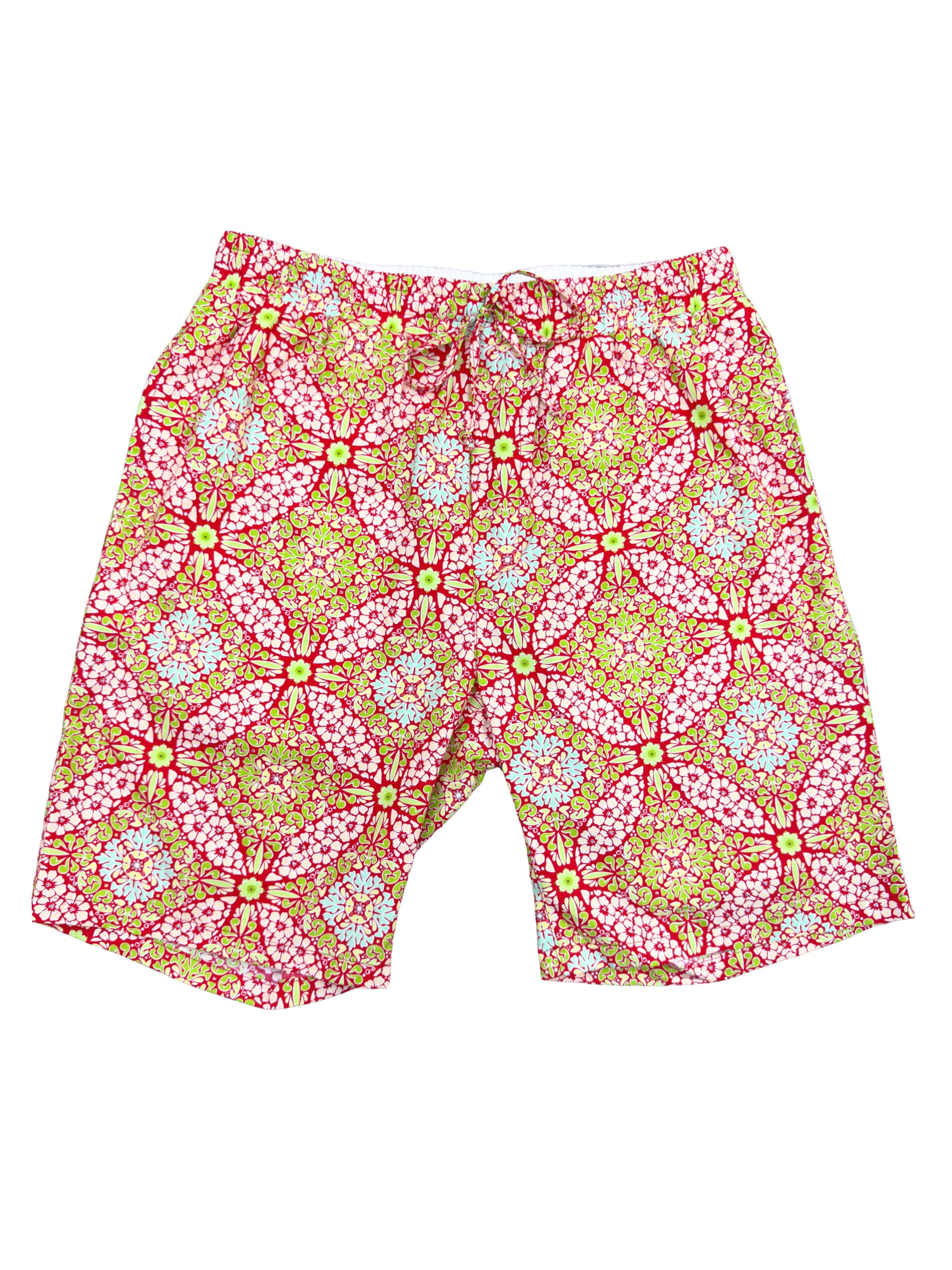 Mexico Geometric Cotton Short - Red