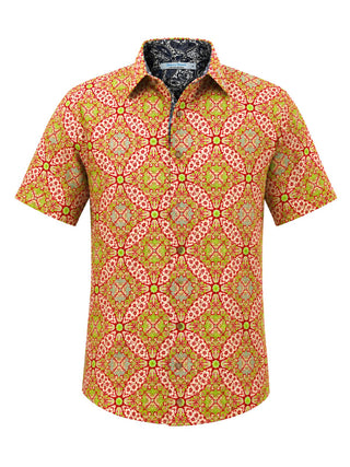 Mexico Geometric Cotton S/S Big Mens Shirt - Red