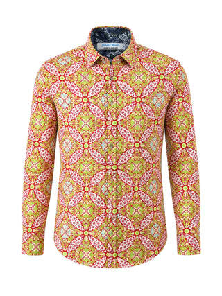 Mexico Geometric Cotton L/S Shirt - Red