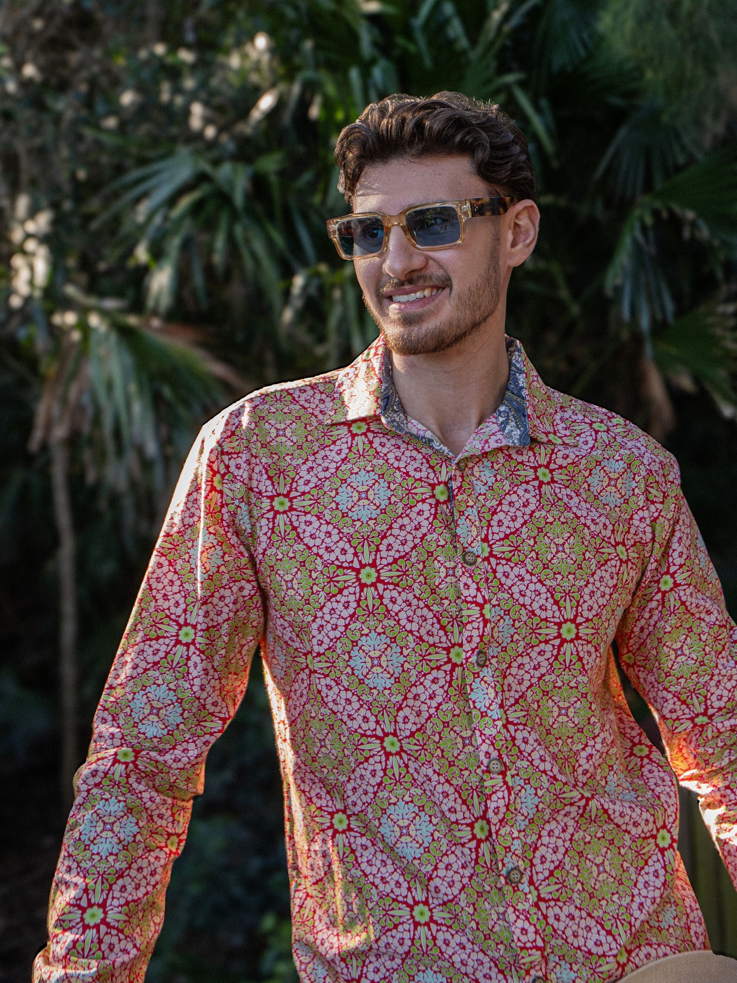 Mexico Abstract L/S Shirt - Red