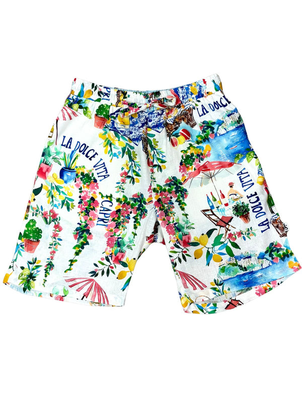La Dolce Vita Abstract Linen Short - Multi