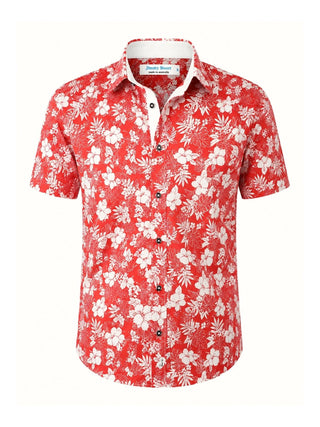Miami Hawaiian Cotton S/S Shirt - Red/White