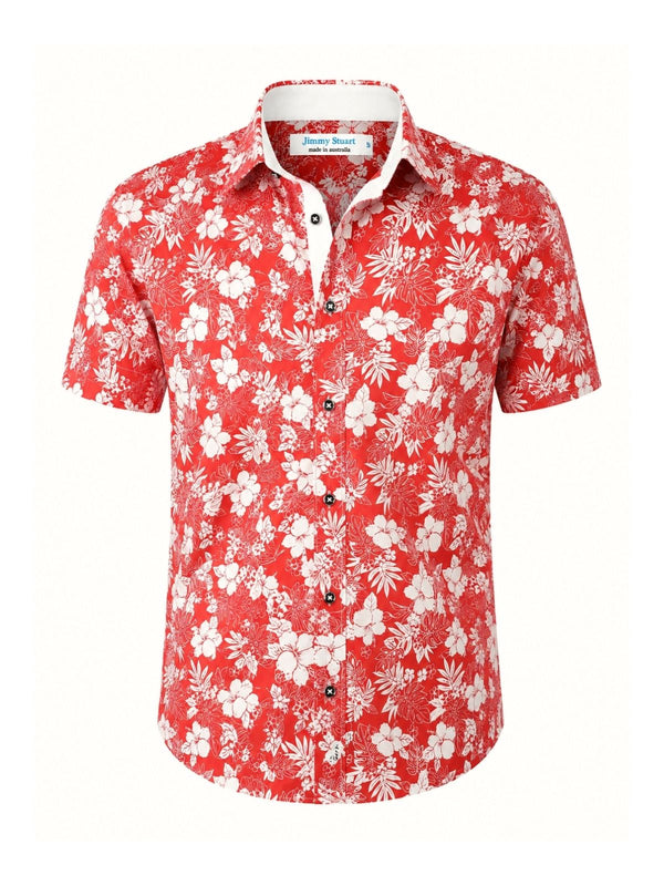 Miami Hawaiian Cotton S/S Shirt - Red/White