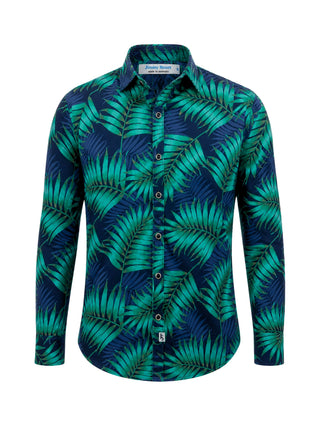 Midori Floral Cotton/Rayon L/S Shirt - Navy/Green