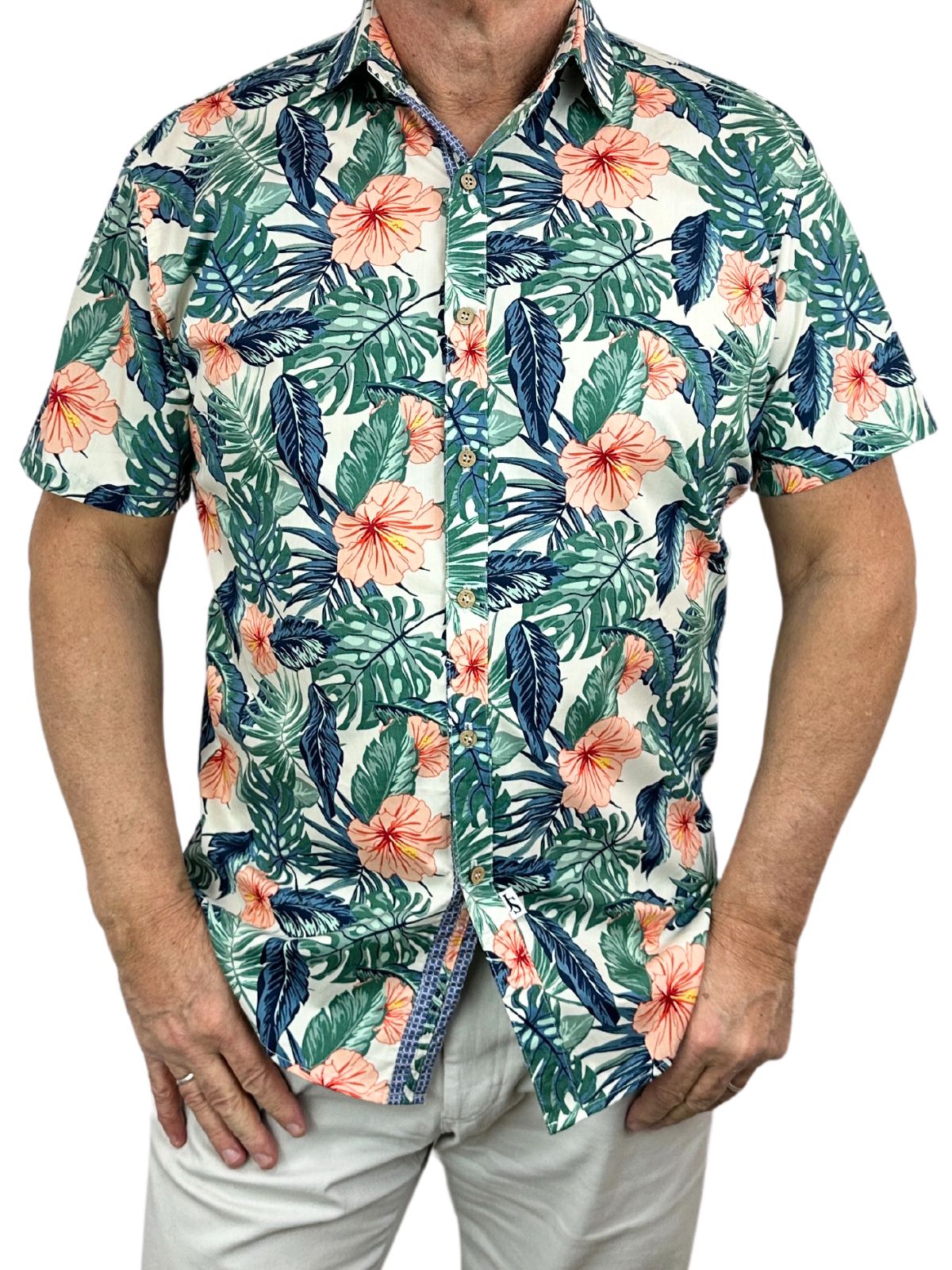 Moana Hawaiian Cotton S/S Shirt - Peach