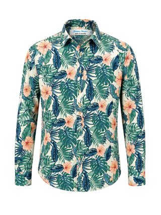 Moana Hawaiian Cotton L/S Shirt - Peach