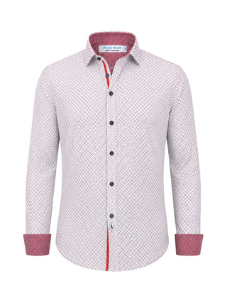 Monarch Geometric Cotton L/S Shirt - Red/White