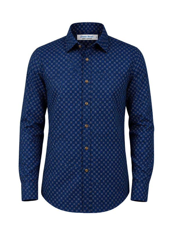 Montclair Liberty Cotton L/S Shirt - Navy