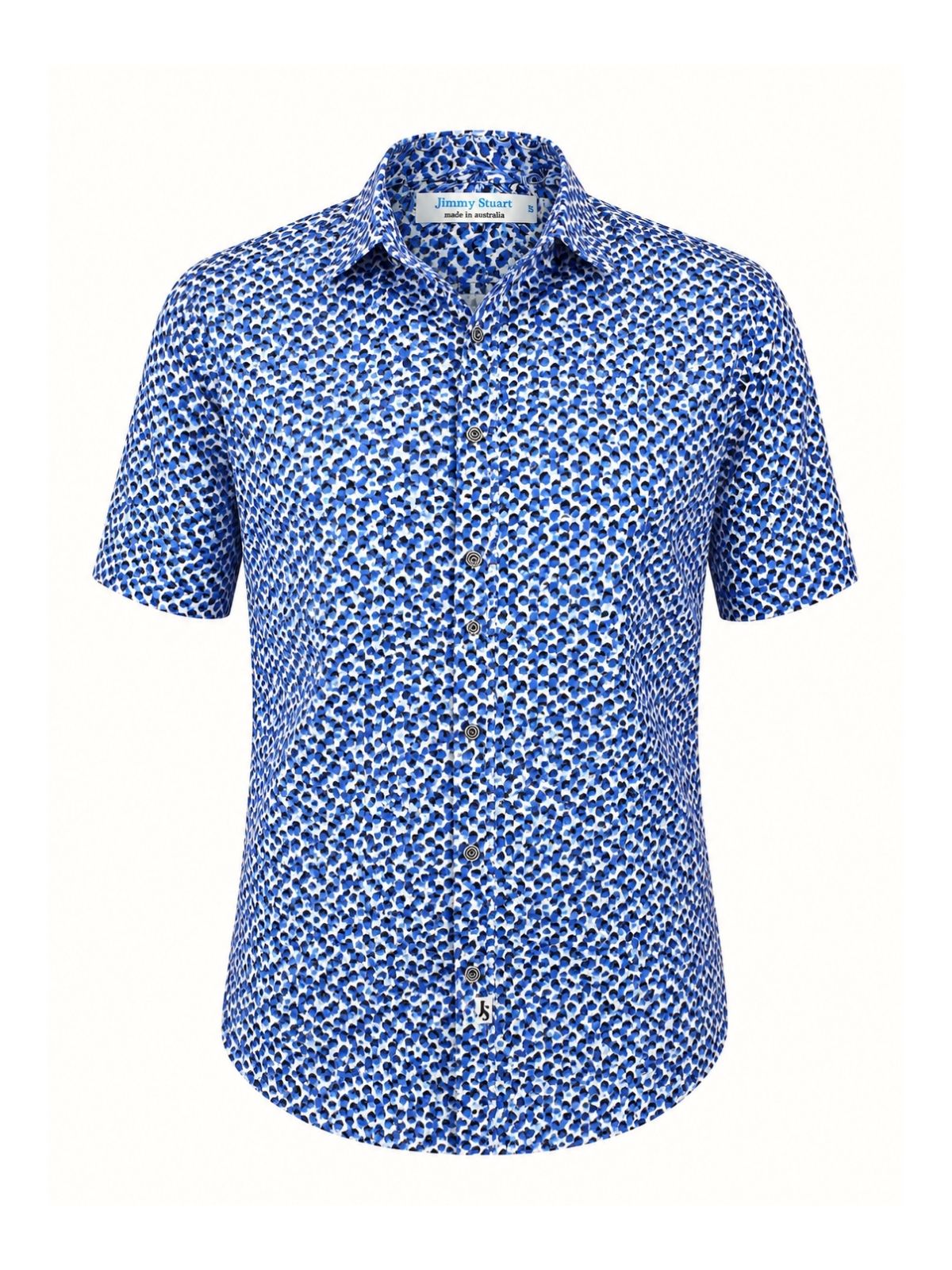 NYC Geometric Cotton S/S Shirt - Blue/Black