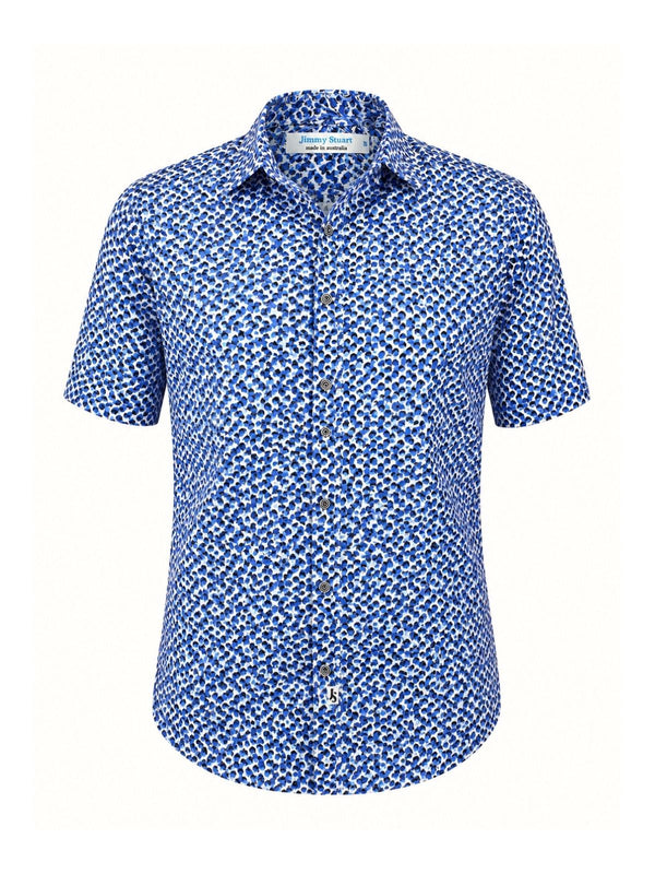 NYC Geometric Cotton S/S Shirt - Blue/Black