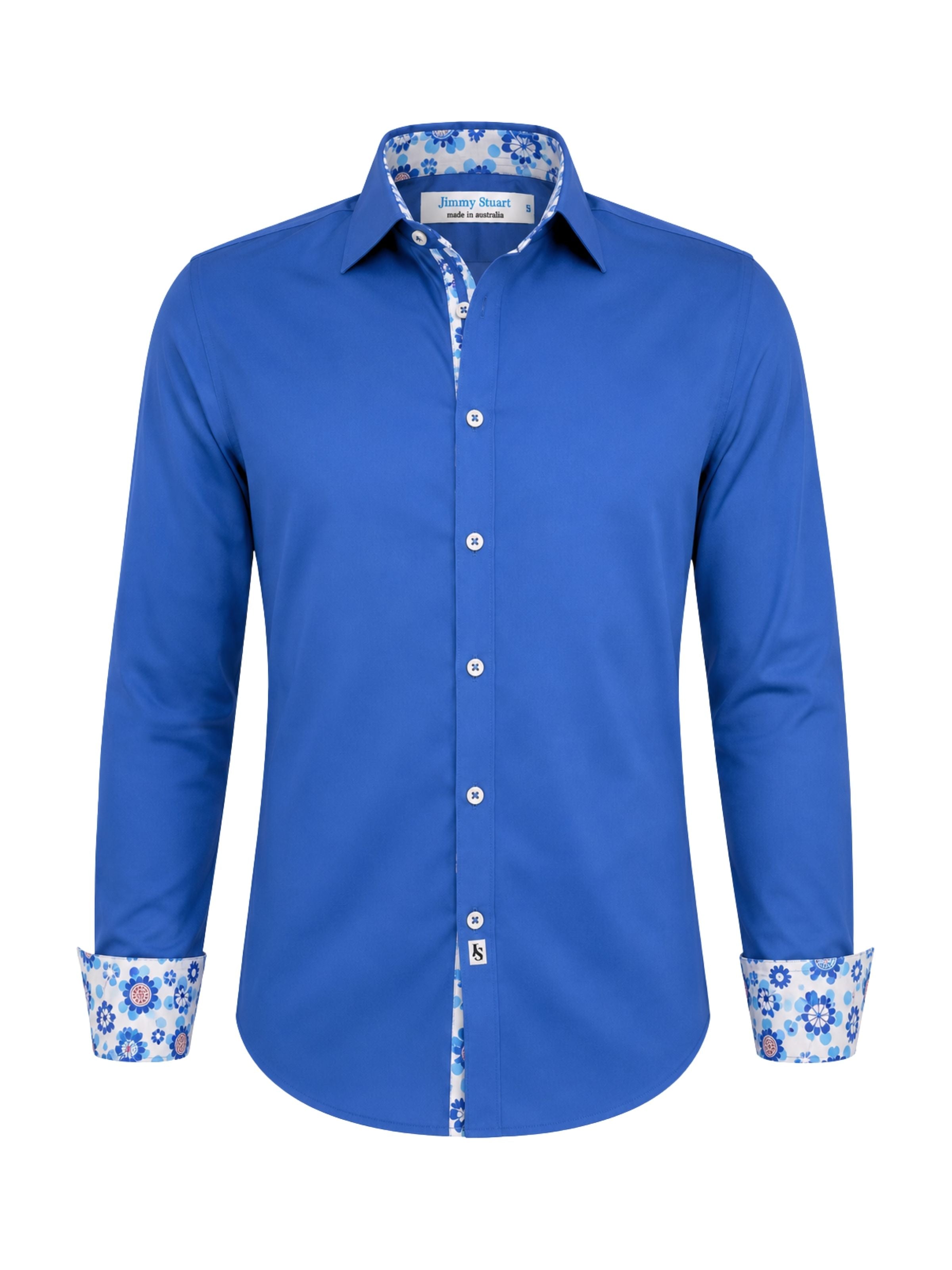 Newport Cobalt Cotton L/S Shirt - Blue