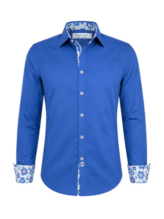 Newport Cobalt Cotton L/S Shirt - Blue