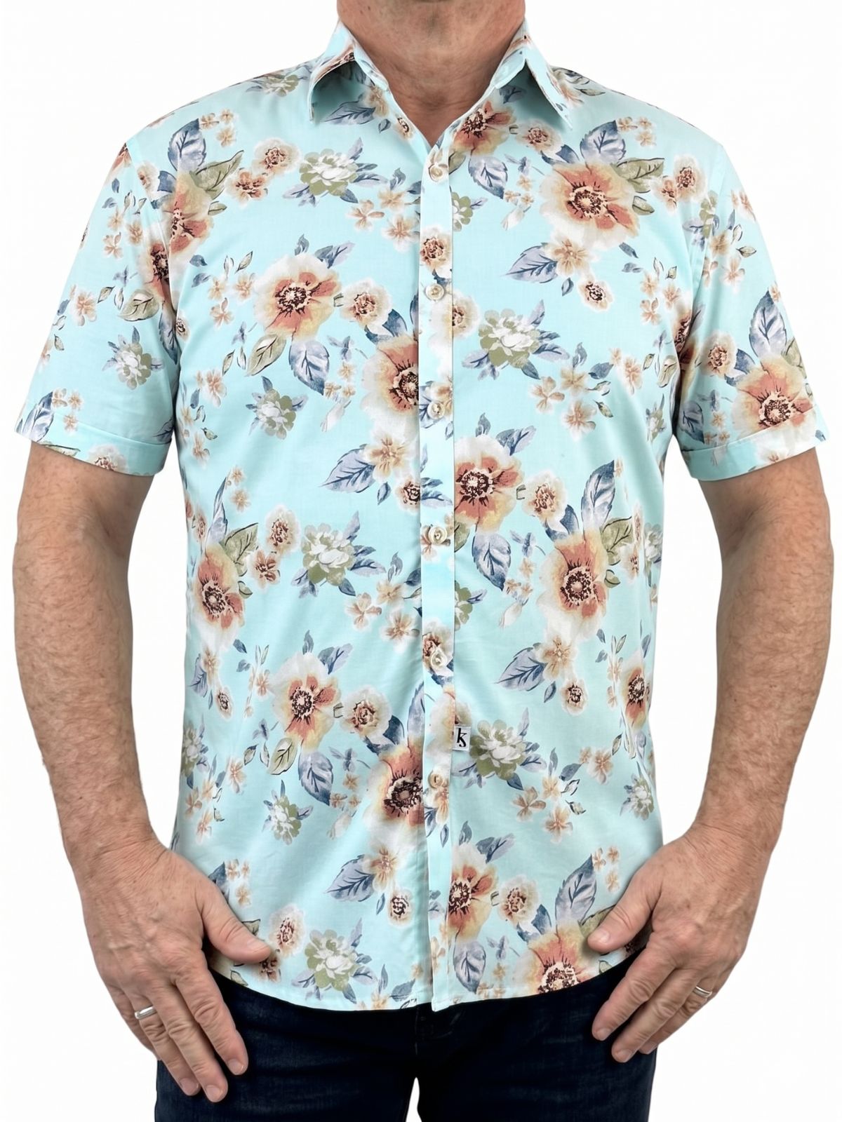 Nile Floral Cotton S/S Shirt – Blue