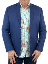 Nile Floral Cotton L/S Big Mens Shirt – Blue