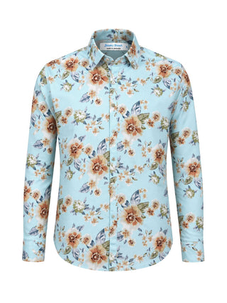 Nile Floral Cotton L/S Shirt – Blue