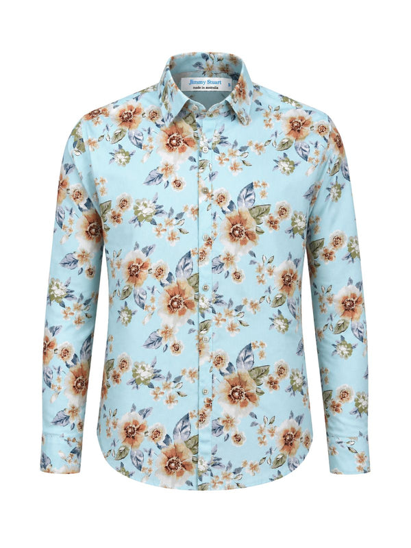 Nile Floral Cotton L/S Shirt – Blue