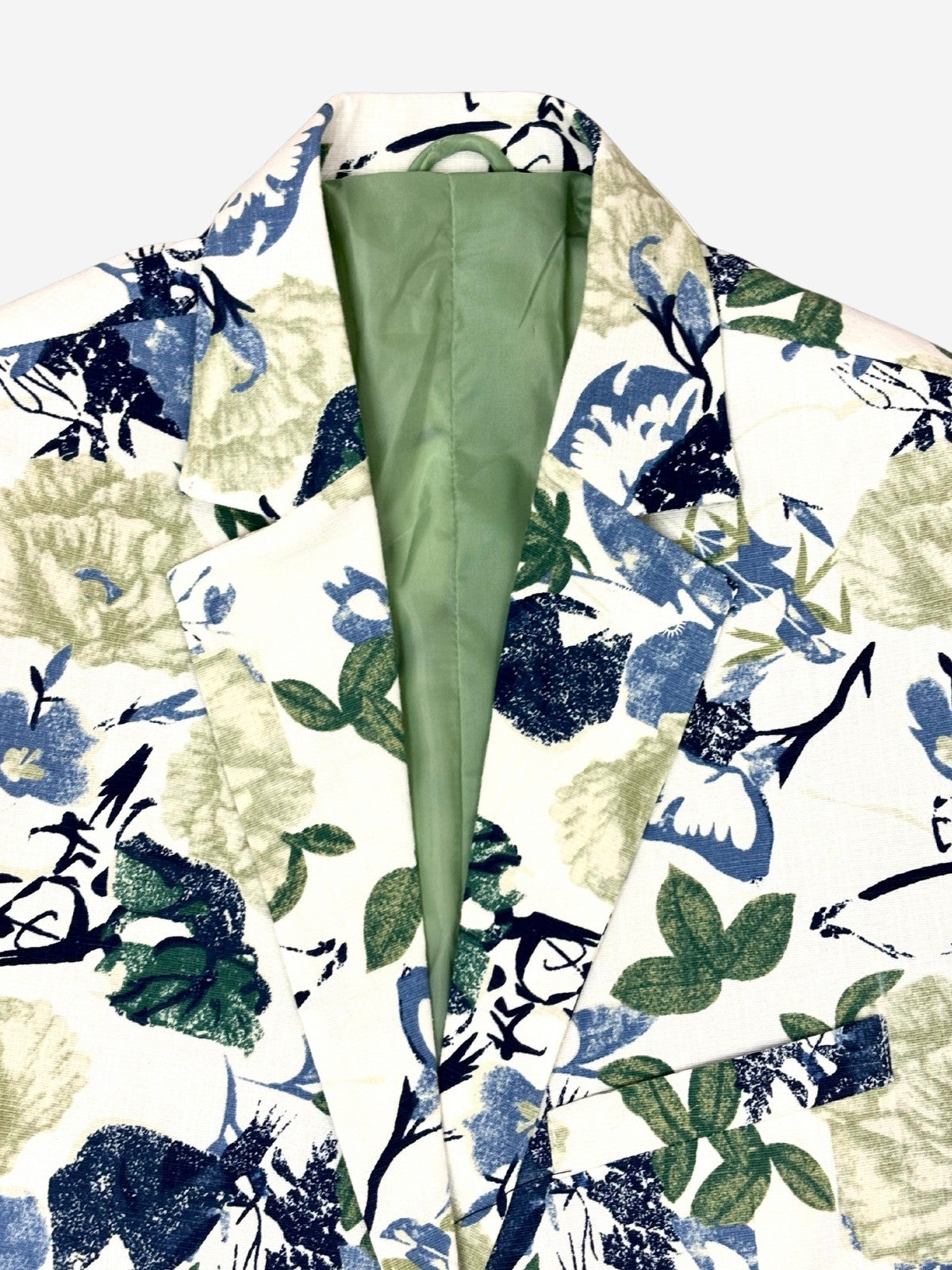 Niseko Floral Linen Jacket - White/Green/Blue