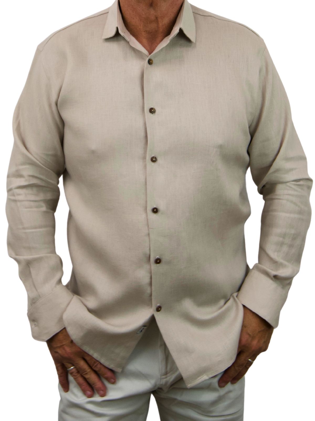 Byron Bay Oatmeal Linen L/S Shirt